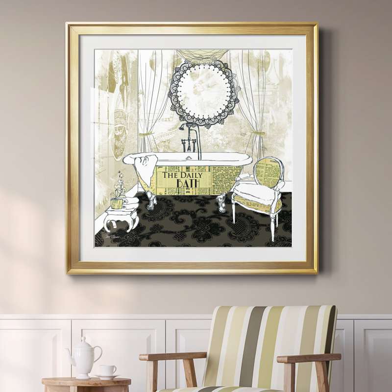 «Daily Bath», impression encadrée, Papier encadré doré, H 34,5 po x l 34,5 po x P 1,5 po