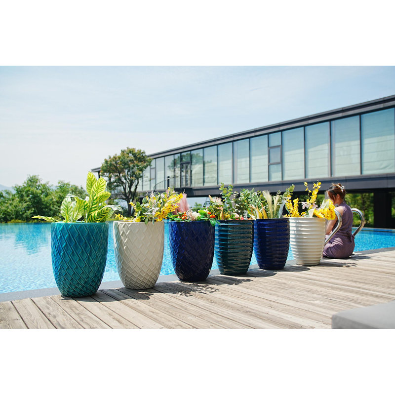 High-quality ceramic flower pots, Cyan