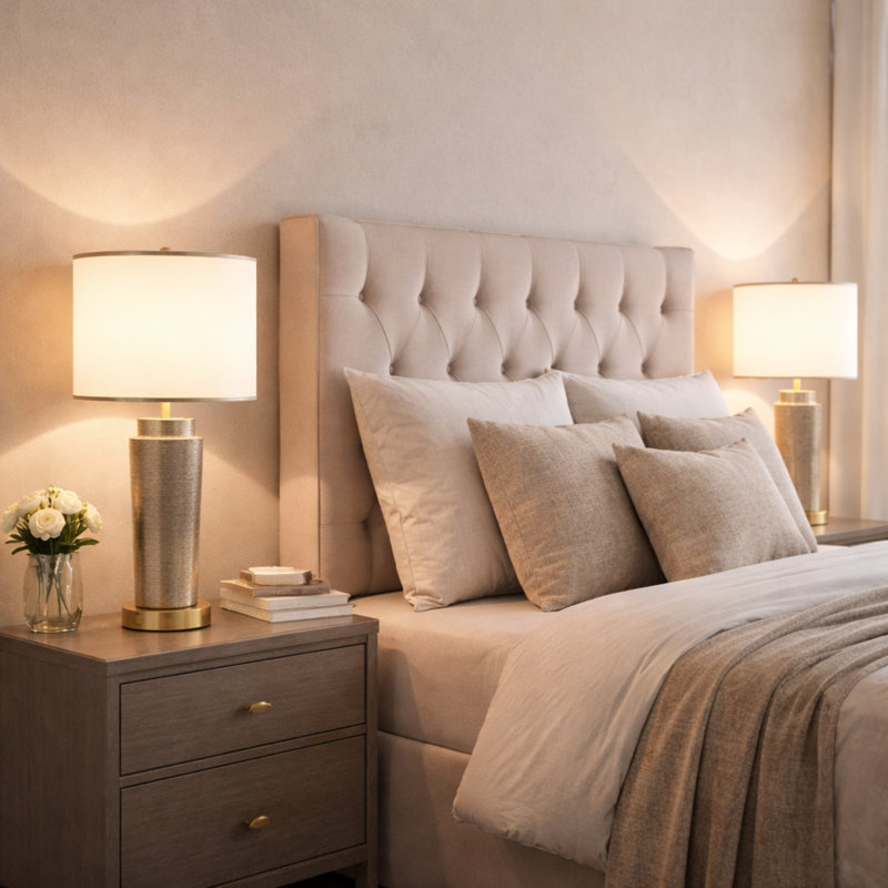 25 '' Modern Ceramic Table Lamp with USB Ports, Gold