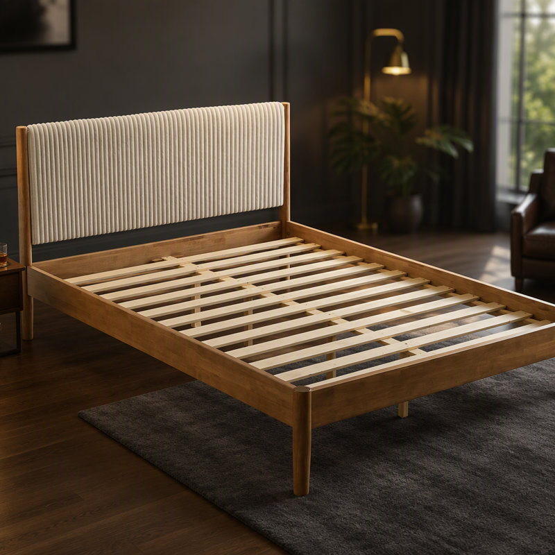 Lit plateforme avec tête de lit fonctionnelle pour un sommeil confortable et l'esthétique de la chambre à coucher, idéal pour une retraite relaxante