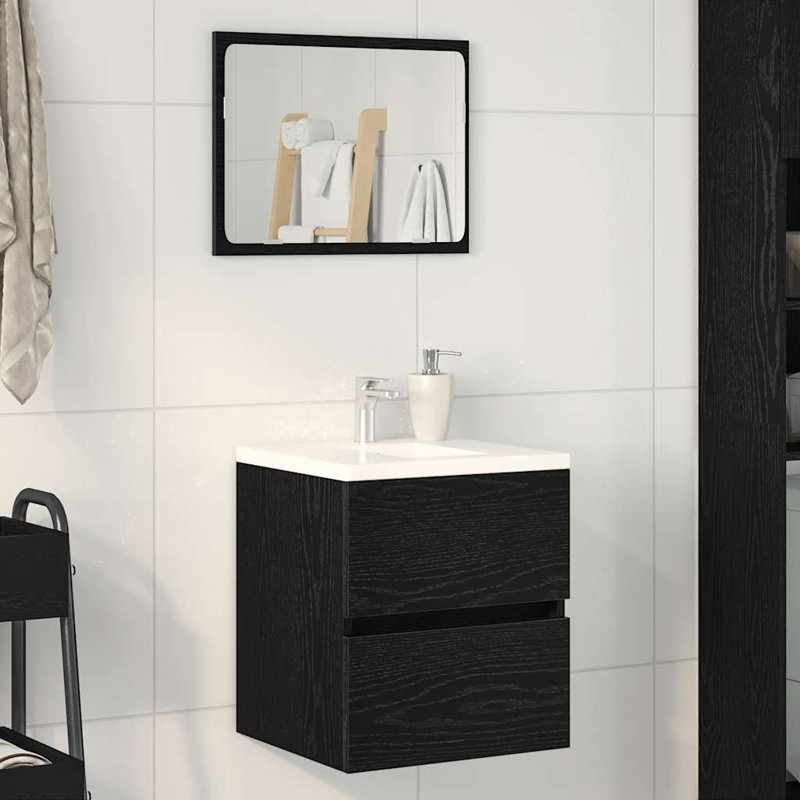 Cunigan Bathroom Cabinet, Black Oak