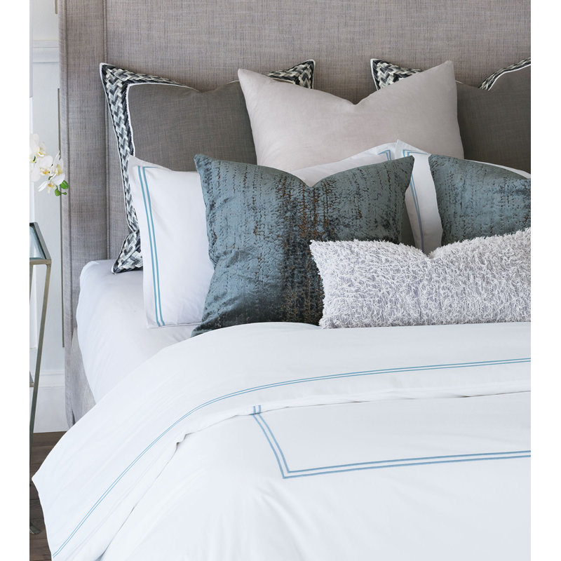 Enzo Cotton Pillow Sham, White/Navy, Queen