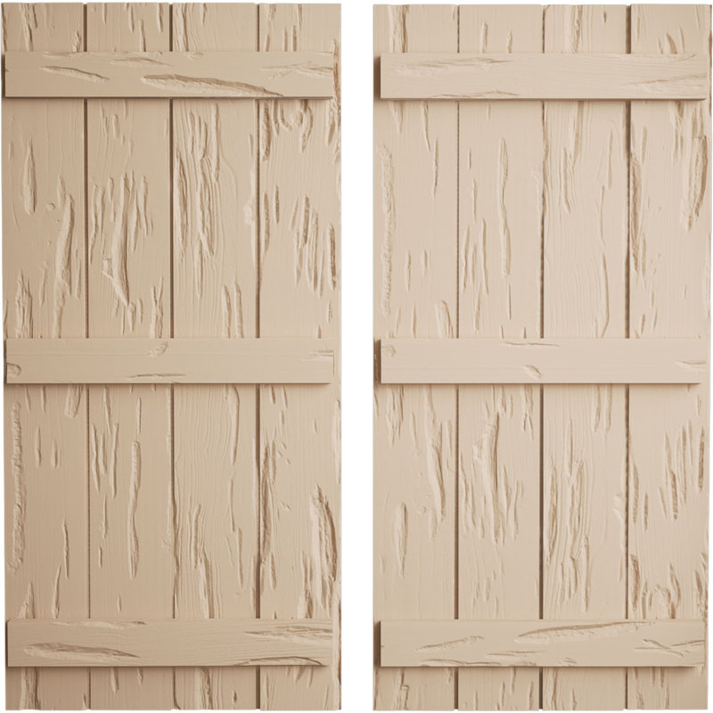 Volets Rustic, H 76 po x l 22 po x P 1 po, 22", Texture cyprès Pecky / brun clair apprêté