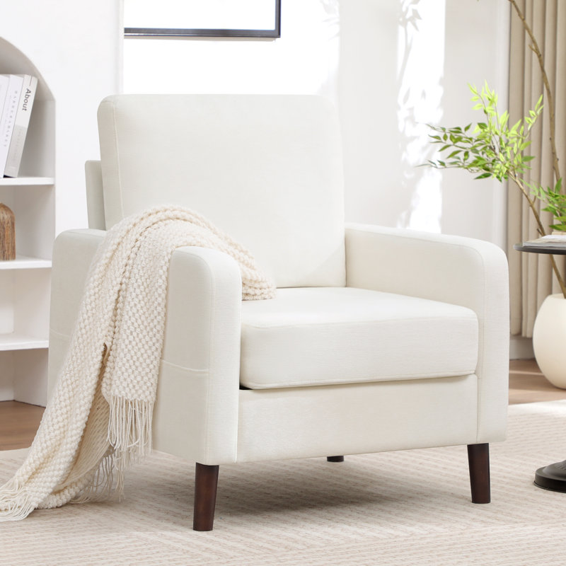 Upholstered Swivel Armchair, White
