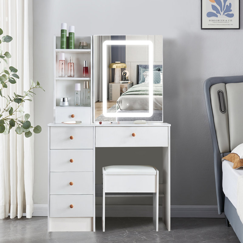 Coiffeuse avec tabouret et miroir