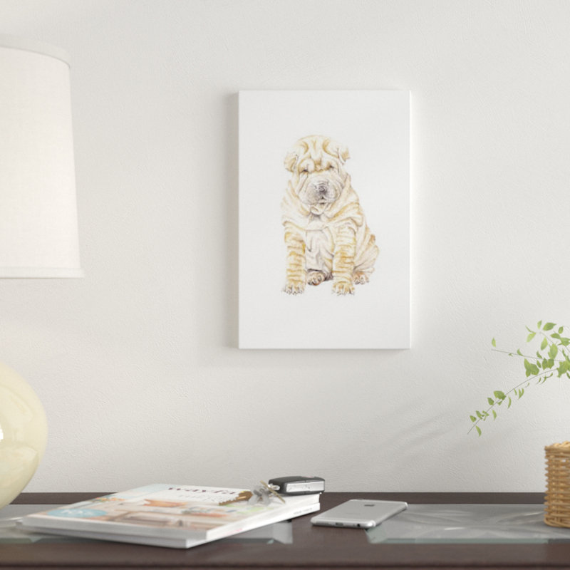 «Shar Pei», reproduction sur toile, H 40 po x l 26 po x P 1,5 po, Pas de tapis, Toile tendue