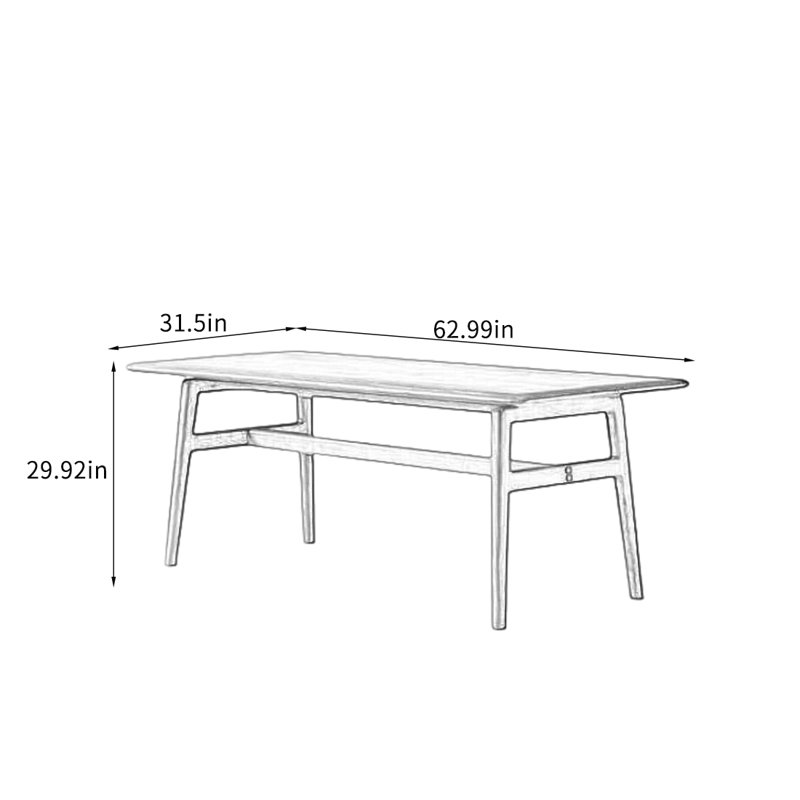 Minimalist Walnut Dining Table., 29.92"H x 62.99"L x 35.43"W