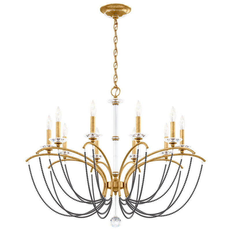 Priscilla 10 - Light Chandelier, Dark Gray Pearl, Heirloom Gold