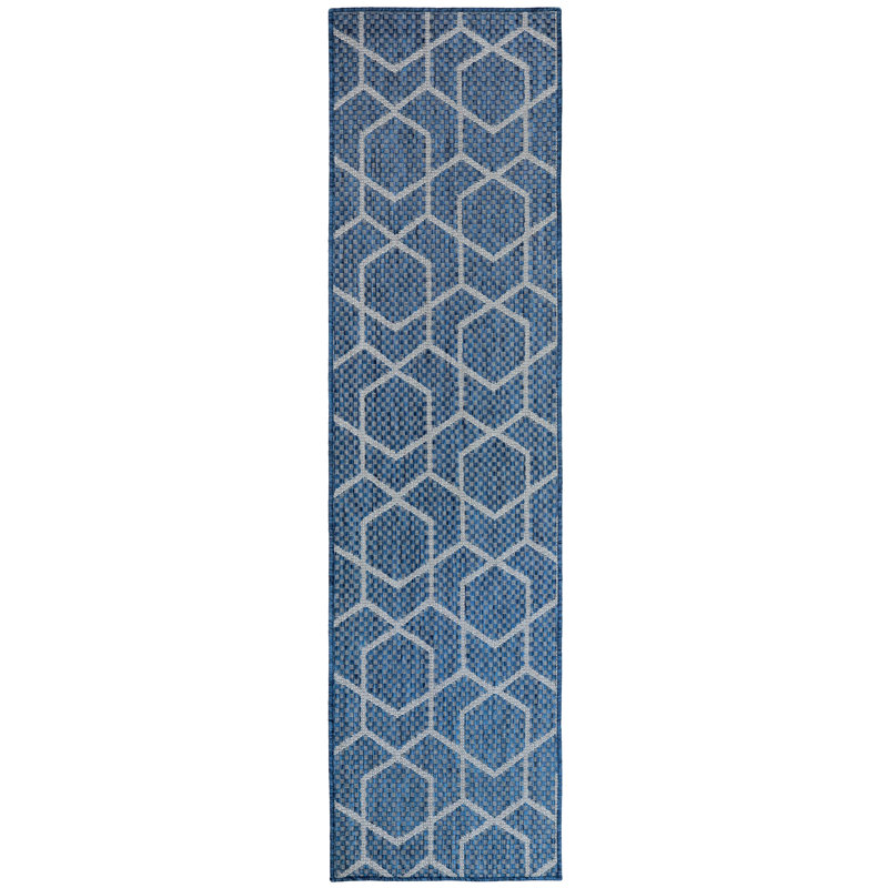 Reidy Modern Indoor/Outdoor Rug, Runner 2'2" x 8', Denim