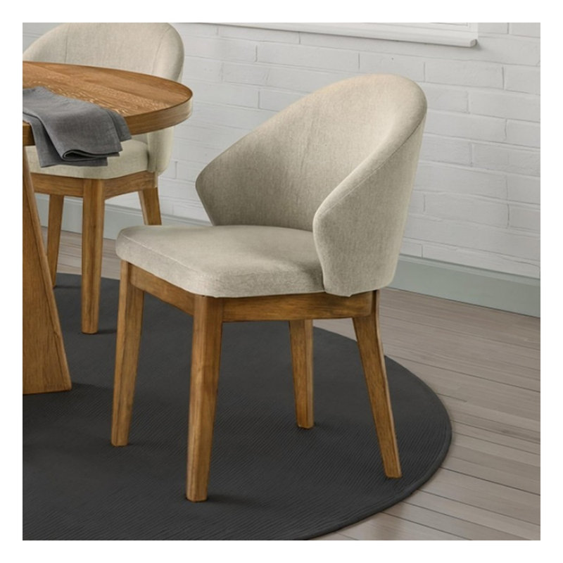 Chaise avec accoudoirs Natalie (ensemble de 2), Beige, Noyer