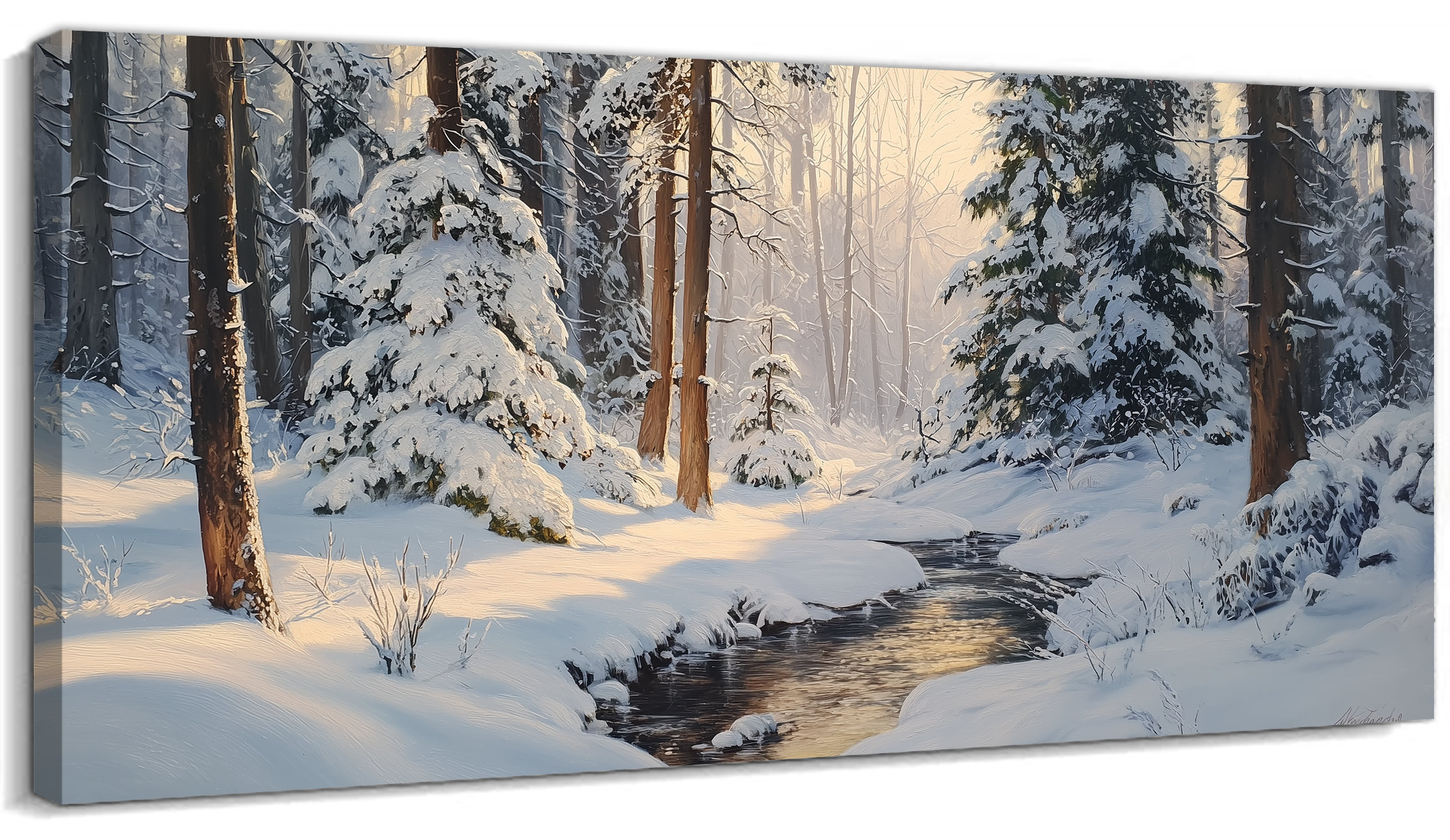 The Holiday Aisle® Christmas Winter Scene Canvas Wall Art, Snowy Forest ...
