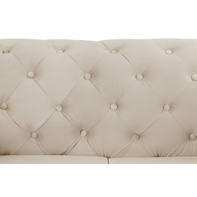 Graford 104.14Cm Wide Tufted Velvet Armchair, Beige
