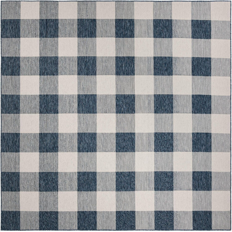 Tapis intérieur / extérieur bleu Borland, Carré 10 pi