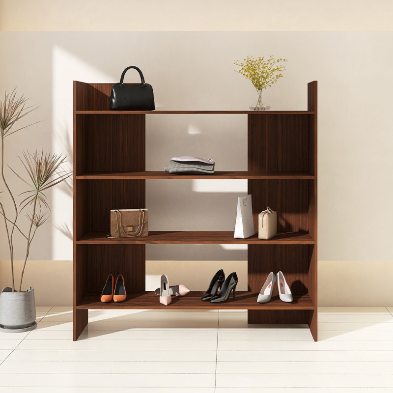 Présentoir à chaussures et sacs, 62,99 po x 47,24 po x 11,81 po, Noyer