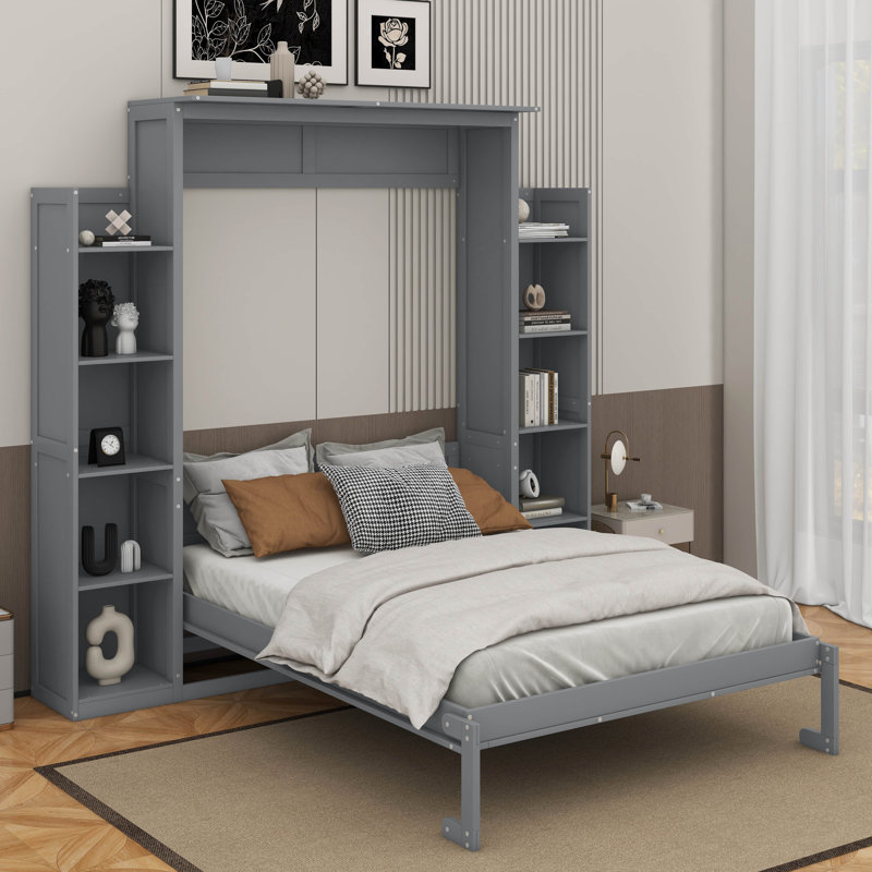 Lit escamotable double avec tablettes et DEL