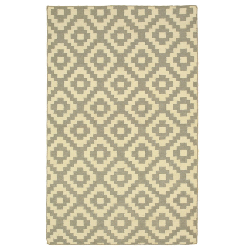Ava Quinn Gray Machine Made Wool Ivory Contemporary Trellis Handmade Area Rug, Rectangle 8' x 10'