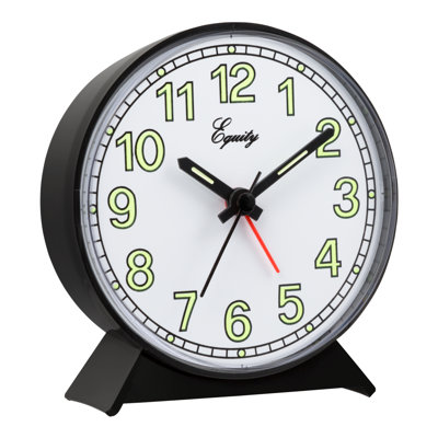 Analogue Quartz Movement / Crystal Tabletop Clock with Alarm in Black