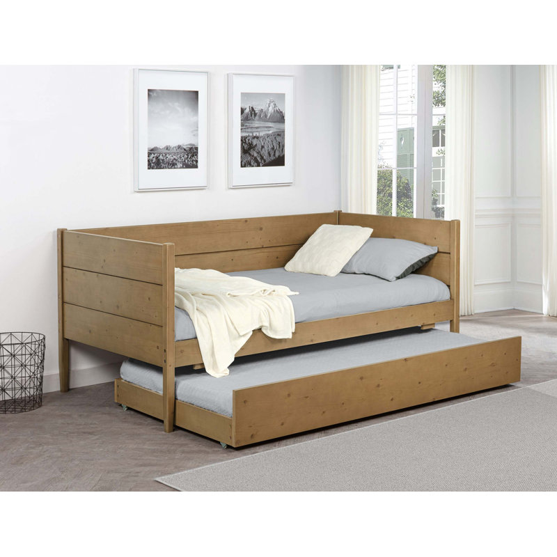 Lit de jour en bois rustique avec couchette peu encombrante