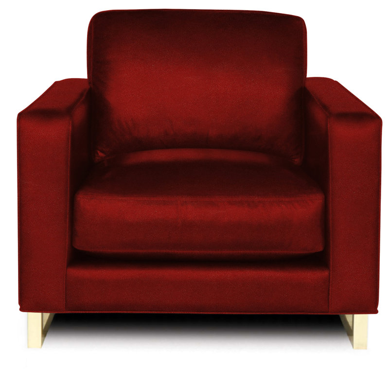 Penelope Leather Armchair, Cardinal Red (Cartier), Satin Brass