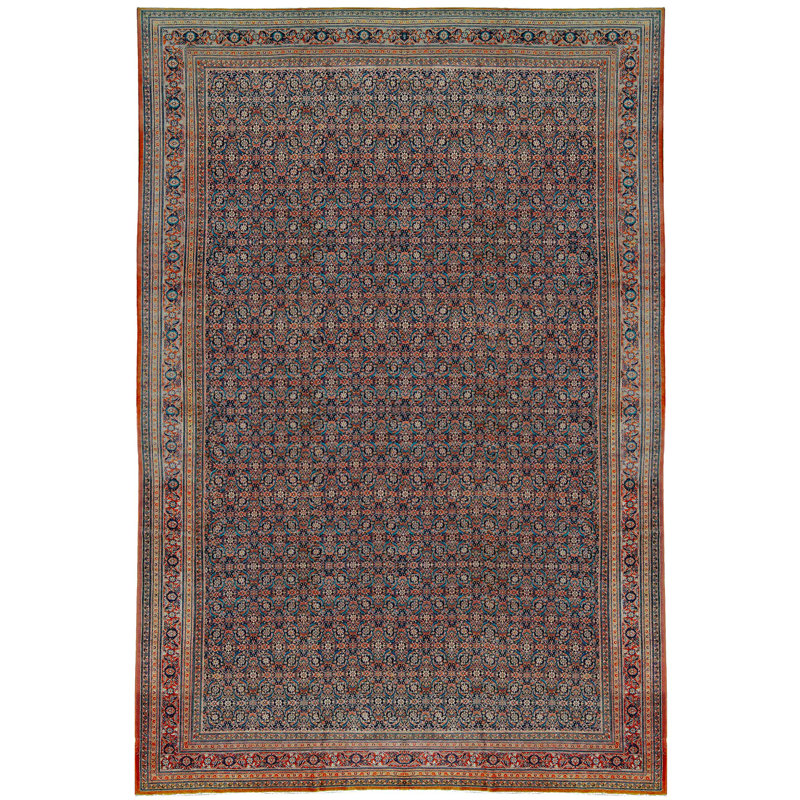 Hand-Knotted High-Quality Brown and blue Area Rug