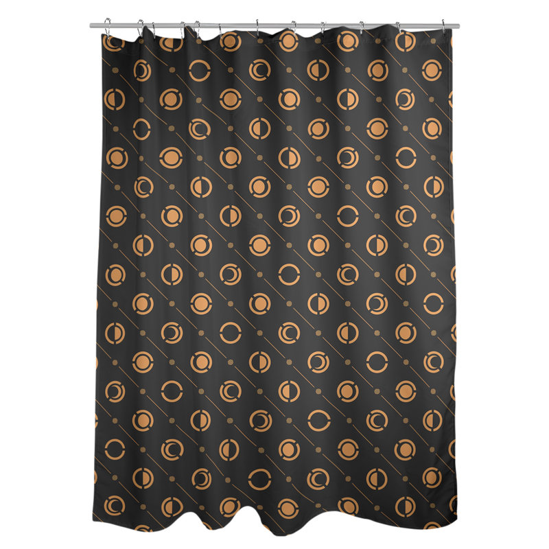 Rideau de douche à phases simples classic moon Noira Gothard, Noir / Orange