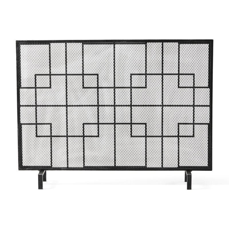 Geometric Iron Fireplace Screen - Add A Stylish Element To Your Pattern Protector
