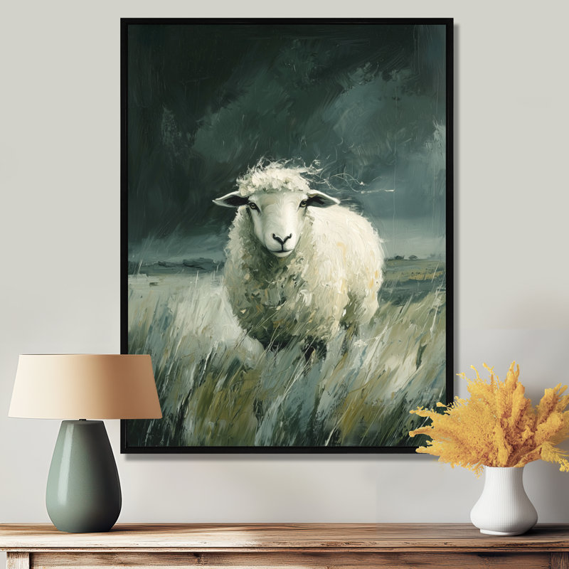 Art mural mural «Mouton», Noir, Impression encadrée flottante, H 44 po x l 34 po