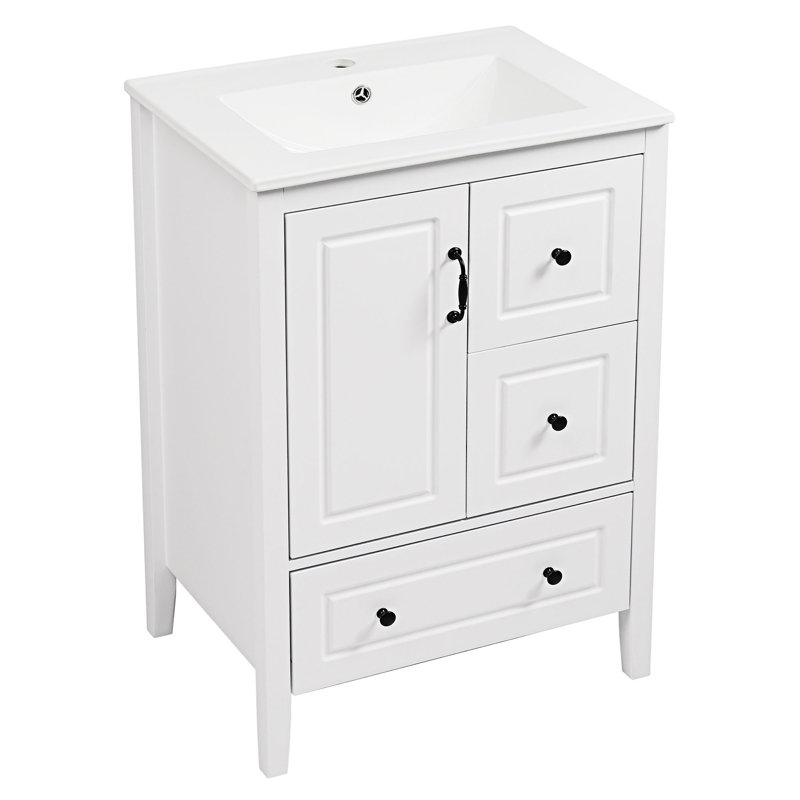 Meuble-lavabo de salle de bain avec lavabo, Blanc