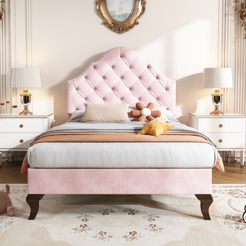 Upholstered Storage Bed, Pink