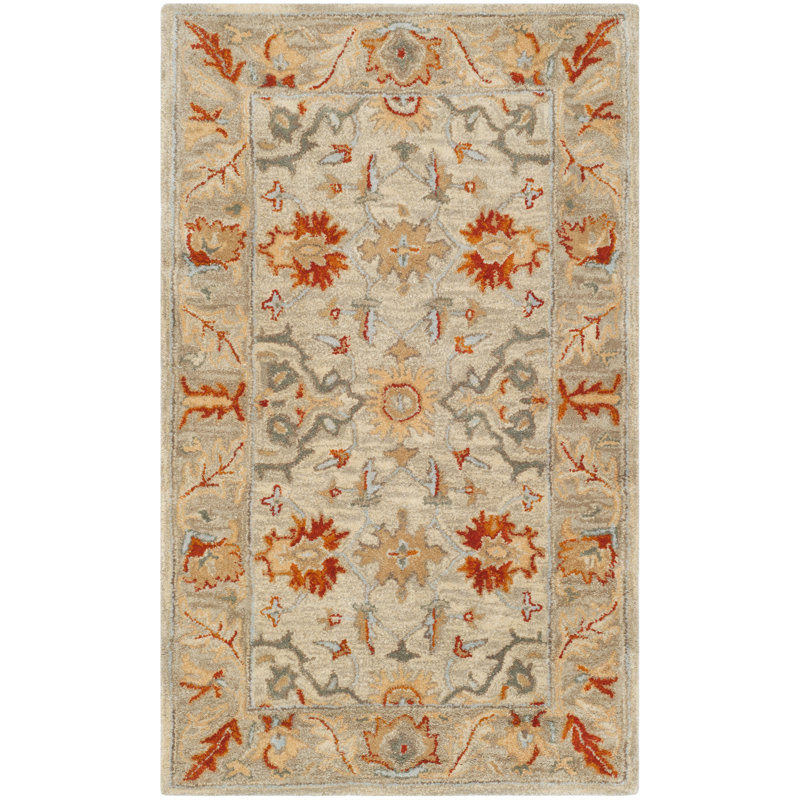 Antiquity Hand-Tufted Beige Area Rug, Rectangle 3' x 5'