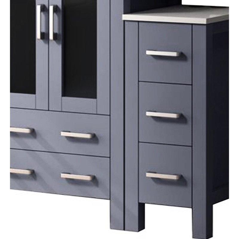 36 po Pour salle de bain avec armoire latérale, miroir 22, tiroirs à fermeture en douceur, teinture et surface durable