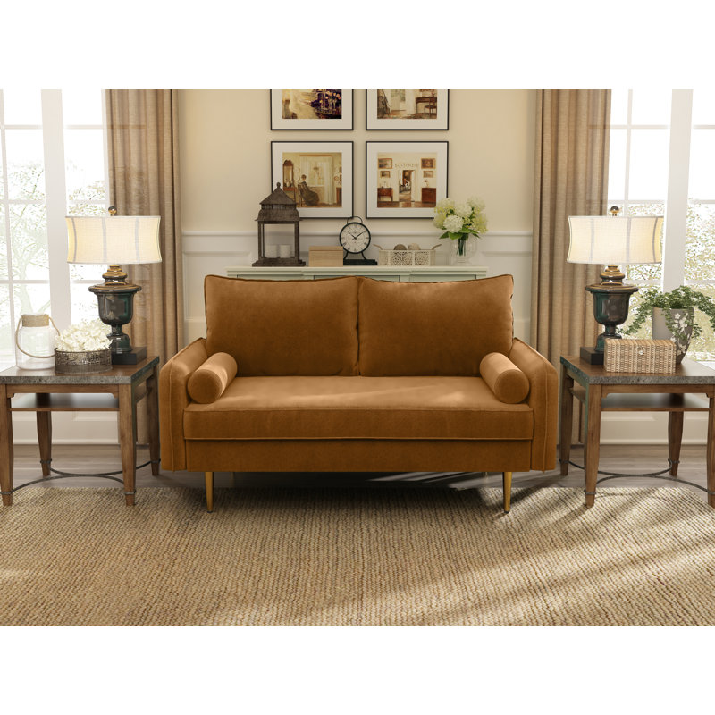 Johnnathon 58" Velvet Round Arm Sofa Loveseat, Ginger
