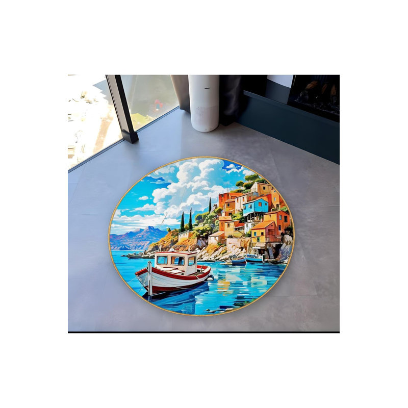 Tapis rond lavable à la machine, Sous-tapis rond 3 pi 3 po inclus