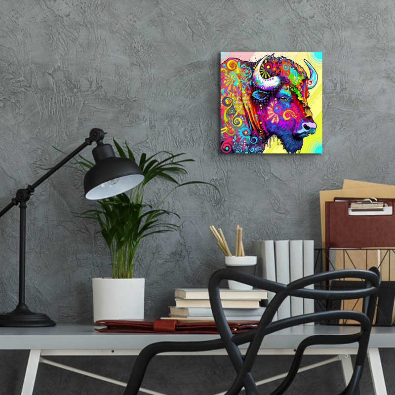 «The Profile Bison» par Dean Russo, art mural en verre acrylique, H 12 po x l 12 po x P 0,13 po