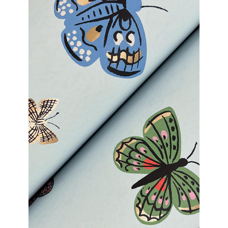 Papier peint Butterfly House, Bleu clair