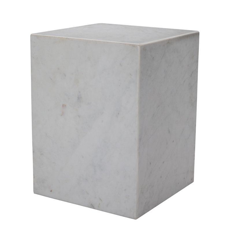 20" White Marble Square Block End Table