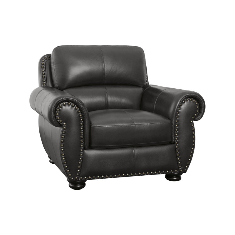 Fauteuil club en cuir fleur Arjana