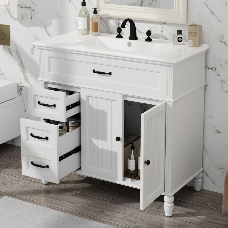 [Vidéo] Meuble-lavabo de 36 po avec lavabo, Blanc