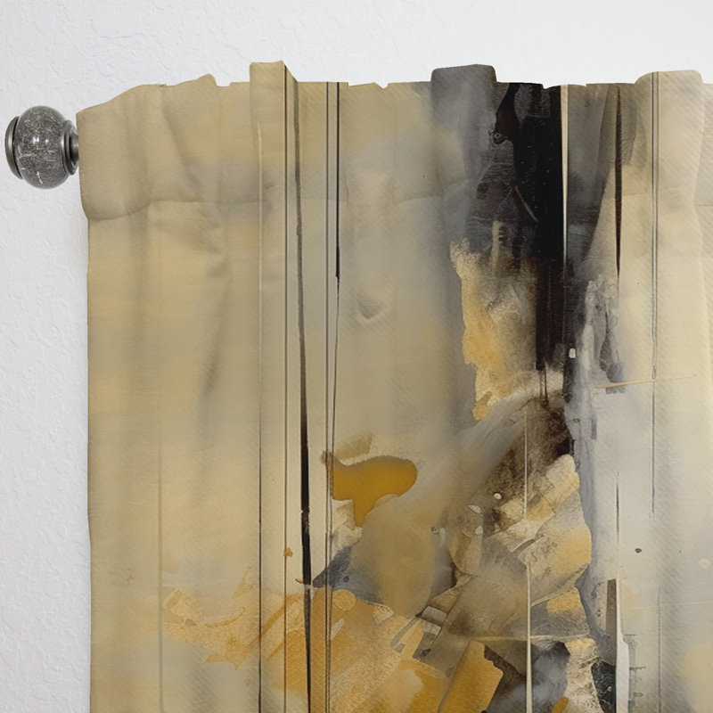Cornalin - jaune et gris au-delà de la toile IV - Rideau moderne - Velours obscurcissant - 1 panneau, L 52 po x L 108 po