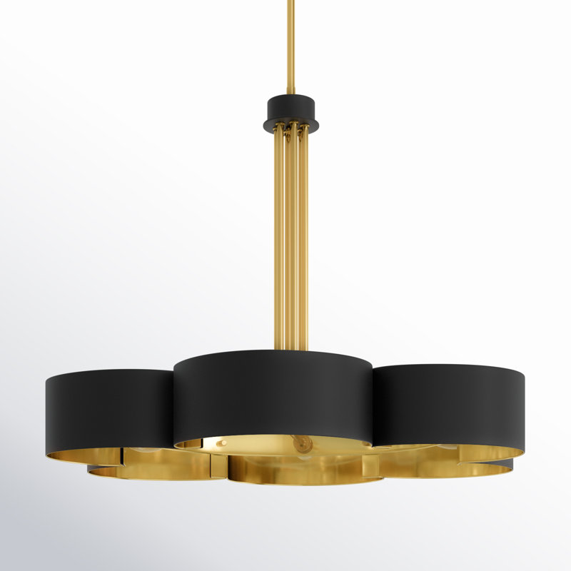 6 - Light Dimmable Geometric Chandelier, Matte Black, Black