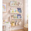 Ensemble de 3 tablettes flottantes blanches de 40 cm (15,8 po) pour chambre d'enfant, étagère murale en pin massif avec traverses avant en moulures de bois-296096095-524540981