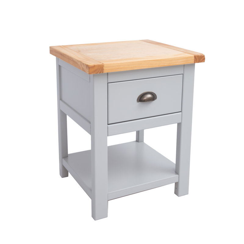 Torrez 45 cm W Bedside Table, Grey/Antique Brass