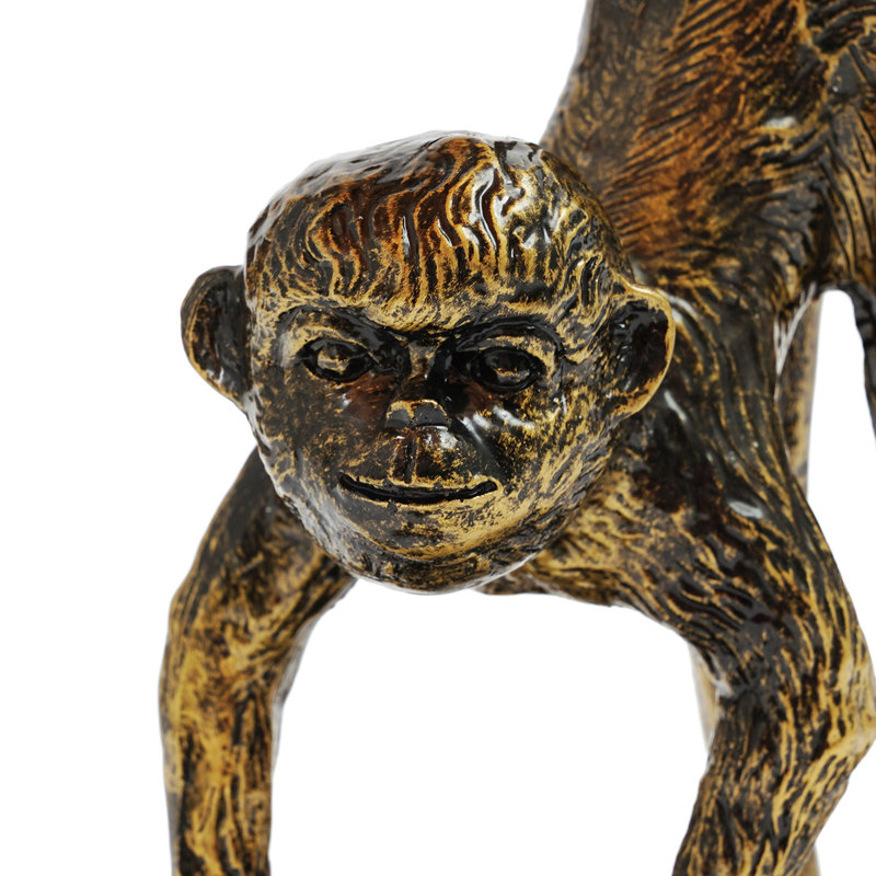 23.2” Retro Monkey Bedside Table Lamp Left/Right, Orange/Red/Beige