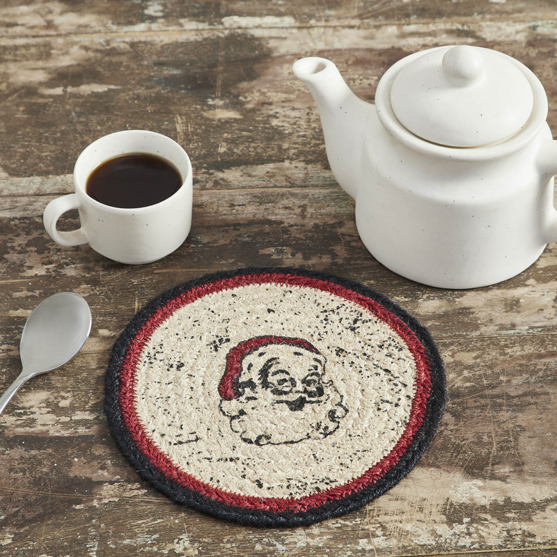 Trivet de Jute Ole Santa en jute de 8 pouces de diamètre