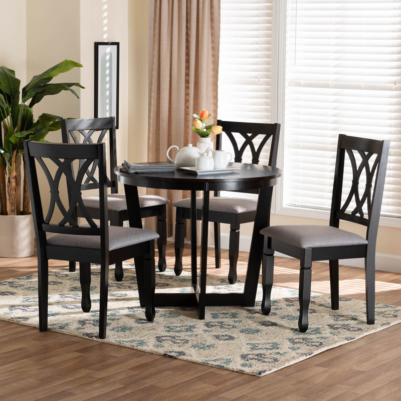 Jillian 4 - Person Four Leg Dining Set, Gray