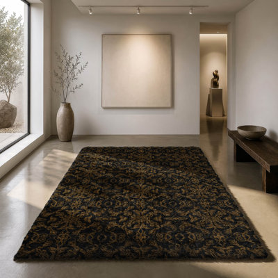Tapis oriental à poils longs de qualité supérieure lavable à la machine ADS785