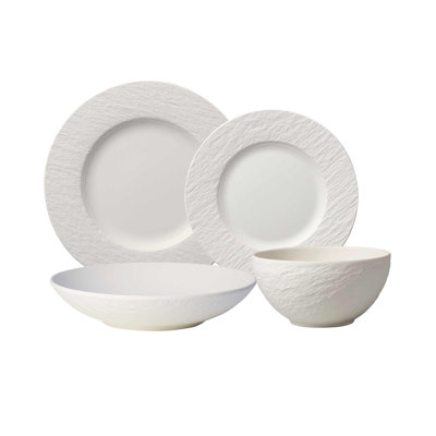 Villeroy & Boch Manufacture 4-Piece Place Setting, Plates & Bowls, Premium Porcelain