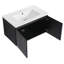 Meuble-lavabo mural 30 po. Lavabo en céramique avec porte à fermeture en douceur. Moderne. Contreplaqué. Noir Meuble de rangement à 2 portes pour les meubles-lavabos montés sur des objets essentiels. Et appartenances