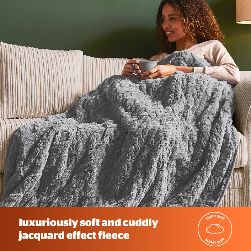 Silentnight Luxury Super Cosy Heated Throw 9 Heat Settings, Charcoal