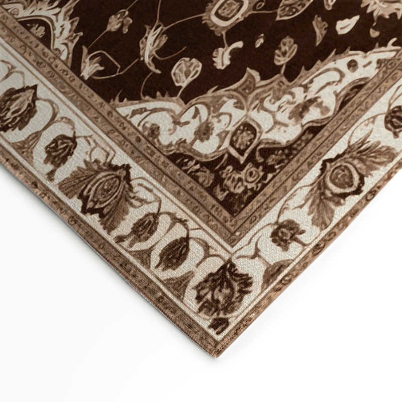 Tabriz Brown Indoor and Outdoor Area Rug, Rectangle 3' x 5'